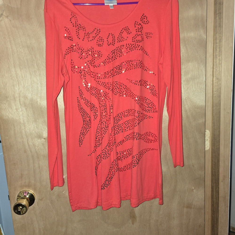 DG2 by Diane Gilman Vibrant Red Sequin Tunic